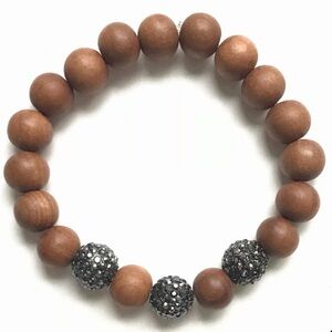 Shop 
8mm Sandalwood and Round Gunmetal Ball Bracelet